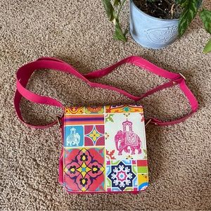 The Bombay Store pink patterned elephant crossbody purse
